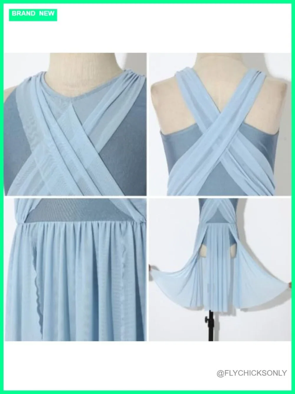 Girls Lyrical Dance Costume Sleeveless Leotard Flowy Tulle Dress